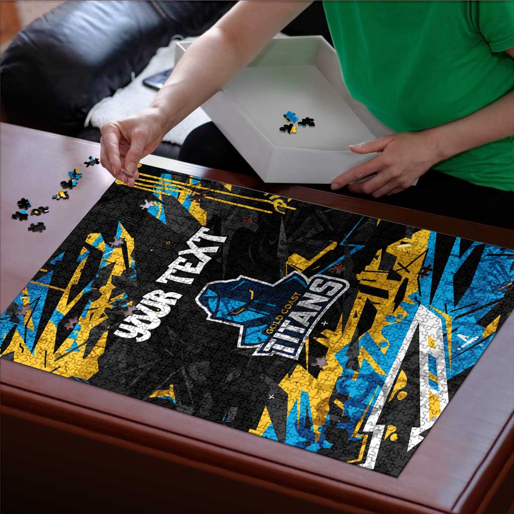 Personalized Gold Coast Titans Puzzle Graffiti Grunge Abstract Urban Street Style Design