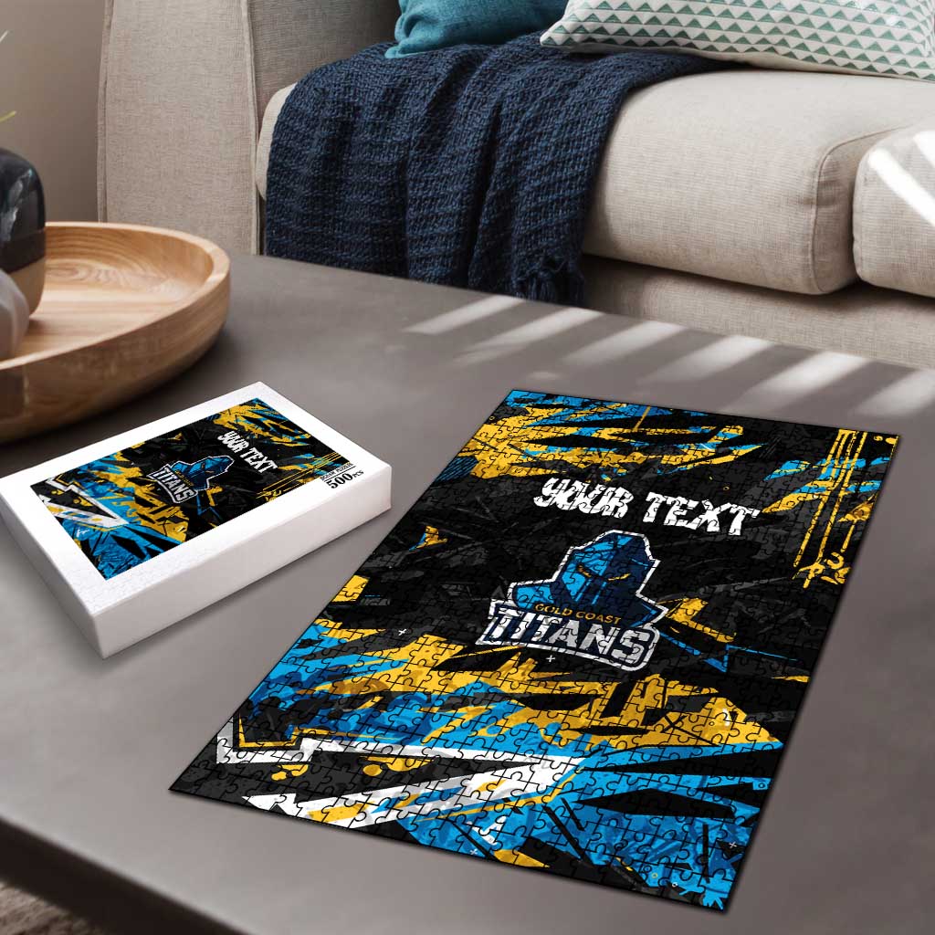 Personalized Gold Coast Titans Puzzle Graffiti Grunge Abstract Urban Street Style Design