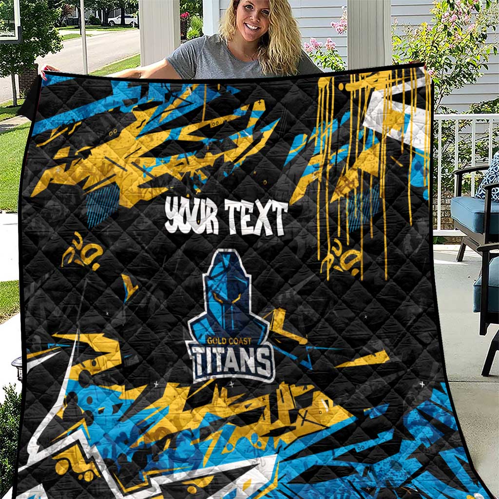 Personalized Gold Coast Titans Quilt Graffiti Grunge Abstract Urban Street Style Design