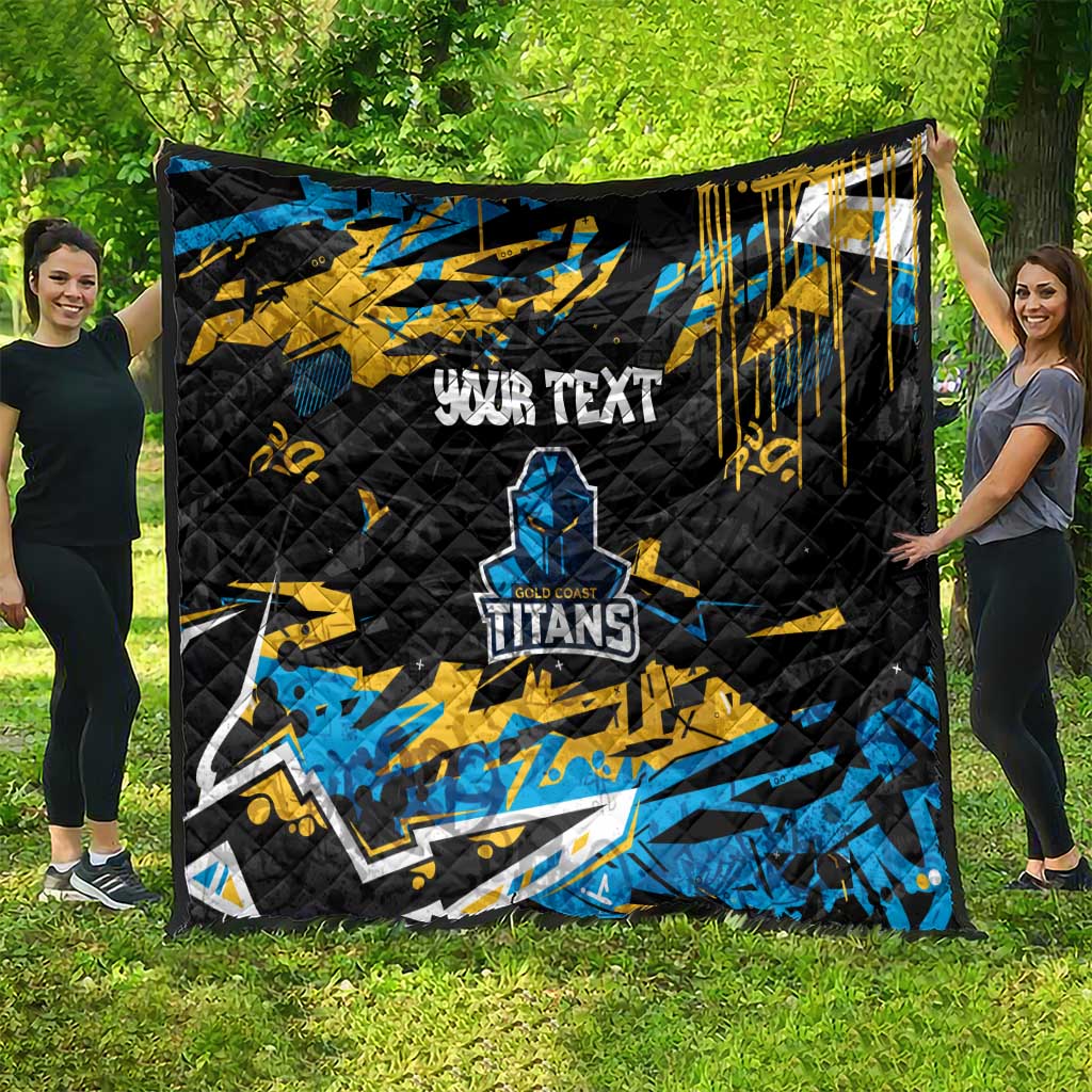 Personalized Gold Coast Titans Quilt Graffiti Grunge Abstract Urban Street Style Design