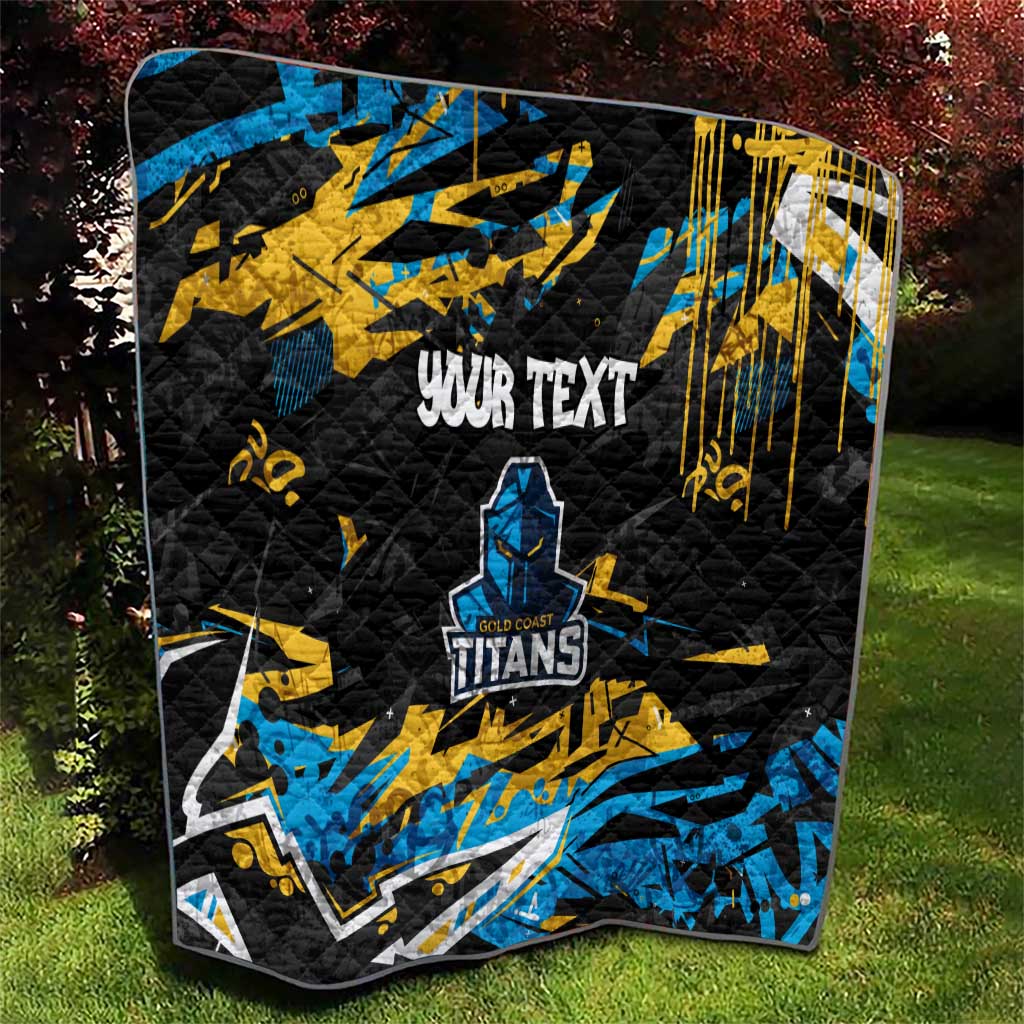 Personalized Gold Coast Titans Quilt Graffiti Grunge Abstract Urban Street Style Design