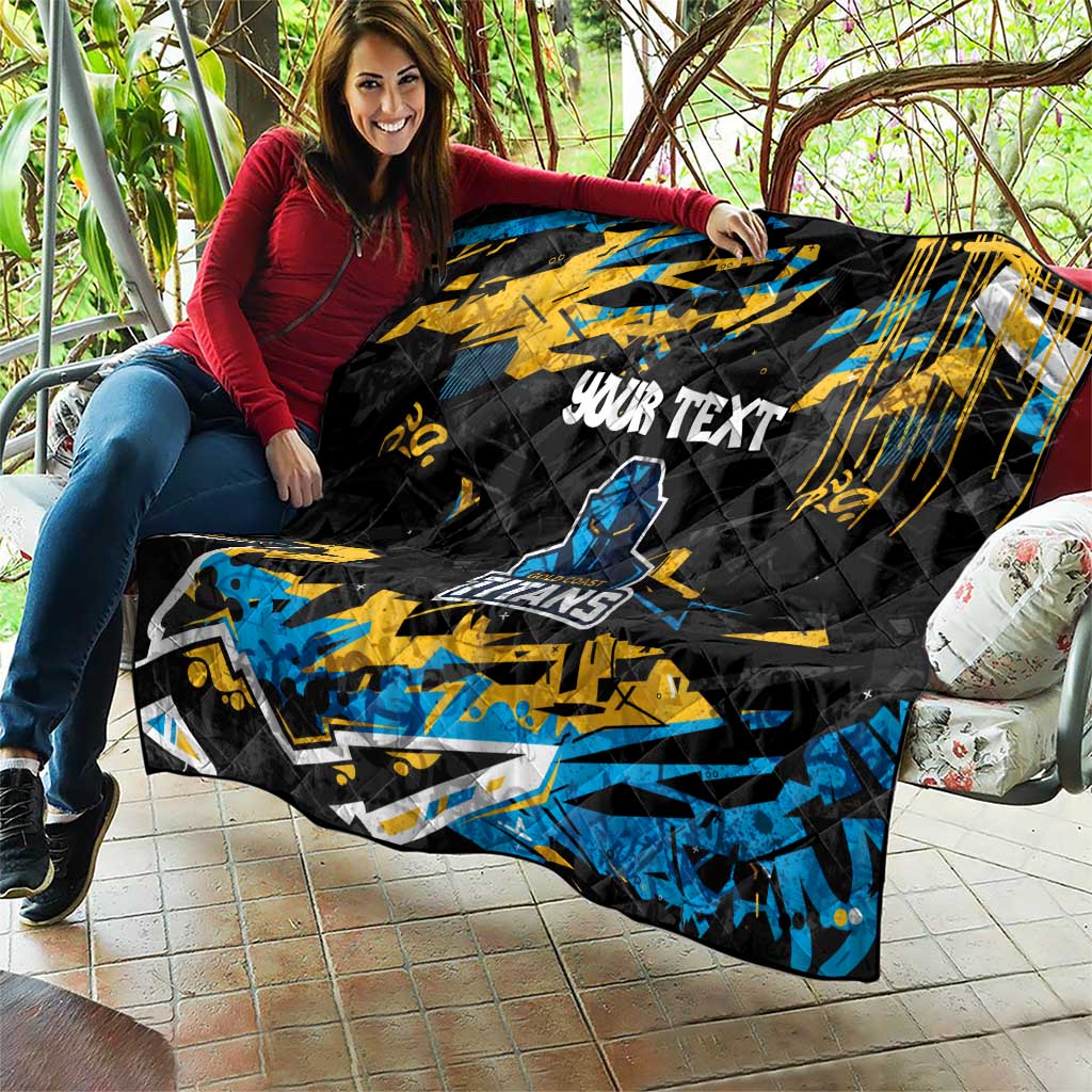 Personalized Gold Coast Titans Quilt Graffiti Grunge Abstract Urban Street Style Design