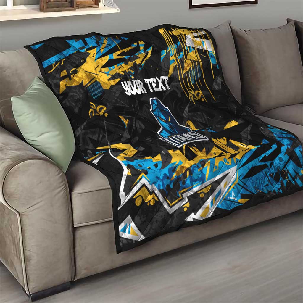 Personalized Gold Coast Titans Quilt Graffiti Grunge Abstract Urban Street Style Design