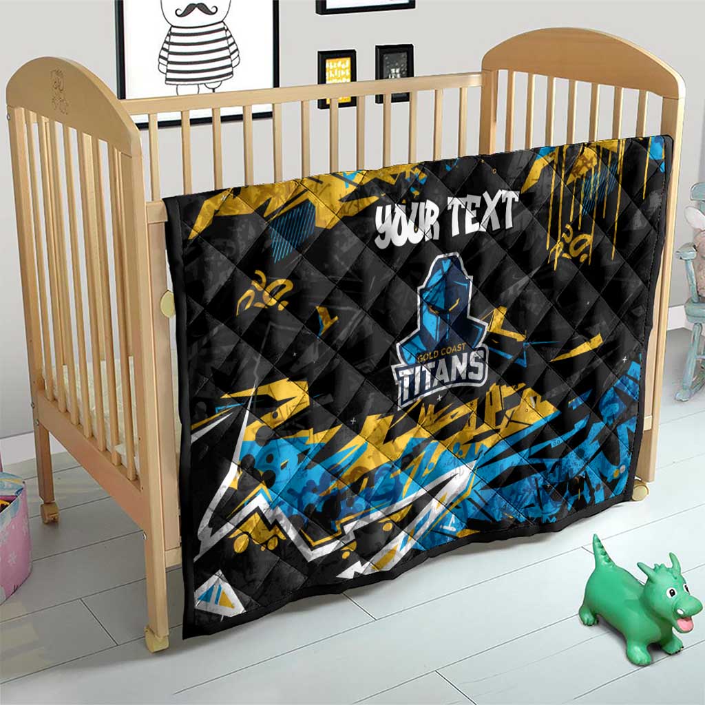 Personalized Gold Coast Titans Quilt Graffiti Grunge Abstract Urban Street Style Design