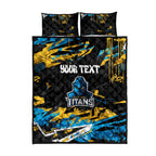 Personalized Gold Coast Titans Quilt Bed Set Graffiti Grunge Abstract Urban Street Style Design