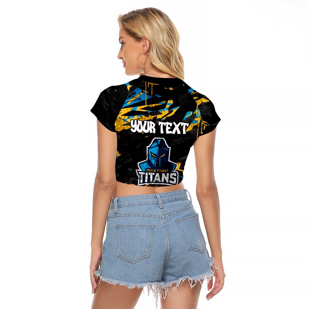Personalized Gold Coast Titans Raglan Cropped T Shirt Graffiti Grunge Abstract Urban Street Style Design