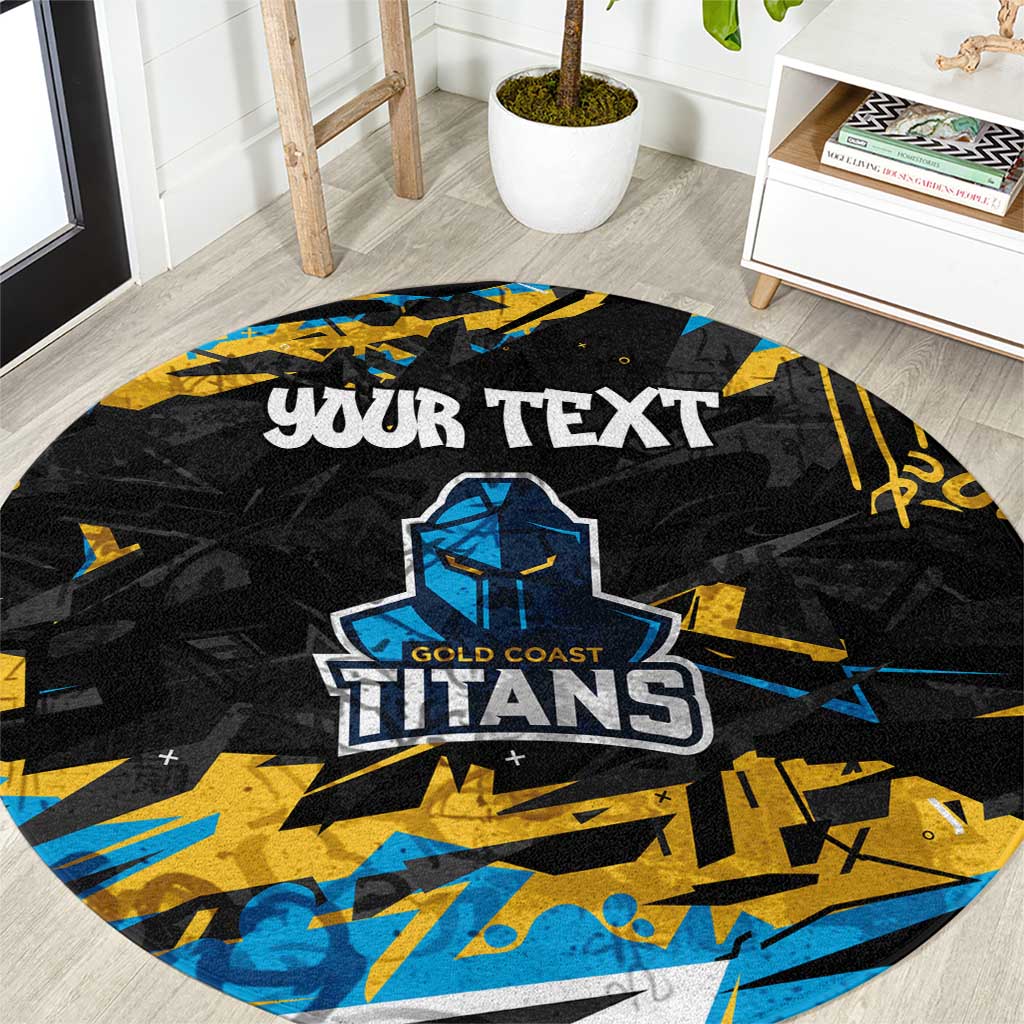 Personalized Gold Coast Titans Round Carpet Graffiti Grunge Abstract Urban Street Style Design