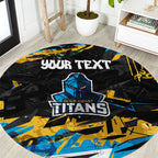 Personalized Gold Coast Titans Round Carpet Graffiti Grunge Abstract Urban Street Style Design