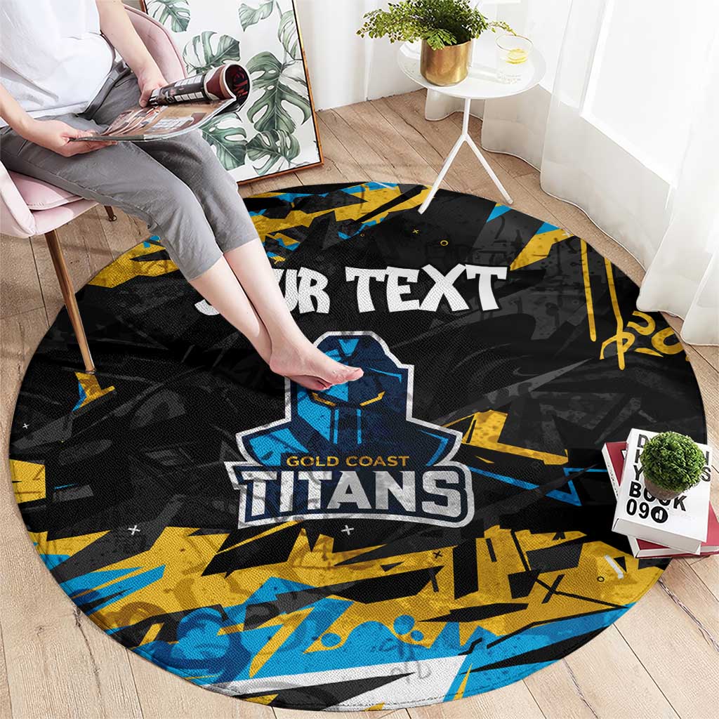 Personalized Gold Coast Titans Round Carpet Graffiti Grunge Abstract Urban Street Style Design