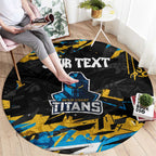 Personalized Gold Coast Titans Round Carpet Graffiti Grunge Abstract Urban Street Style Design