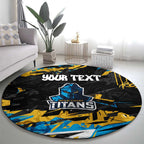 Personalized Gold Coast Titans Round Carpet Graffiti Grunge Abstract Urban Street Style Design