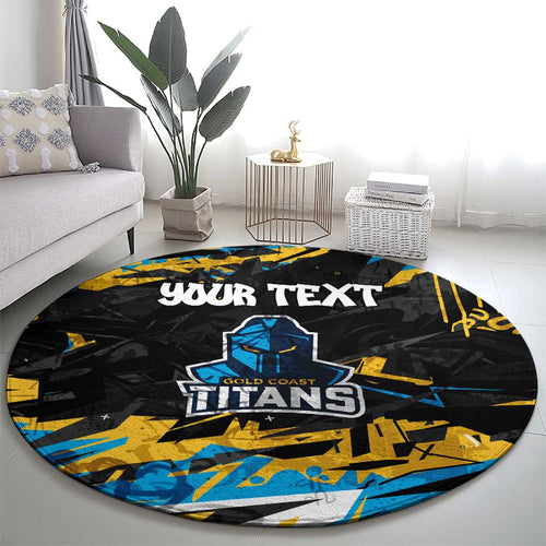 Personalized Gold Coast Titans Round Carpet Graffiti Grunge Abstract Urban Street Style Design