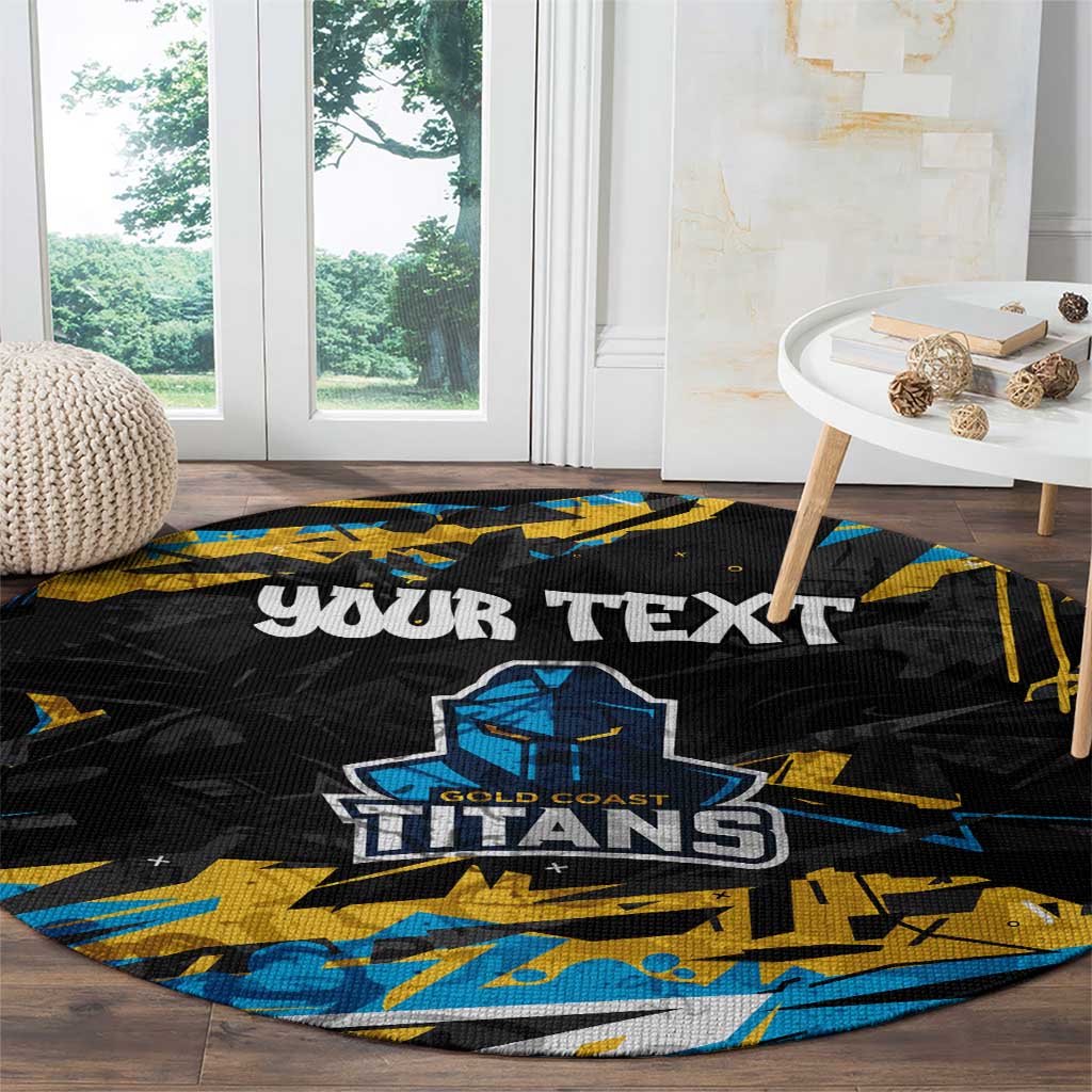 Personalized Gold Coast Titans Round Carpet Graffiti Grunge Abstract Urban Street Style Design