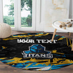 Personalized Gold Coast Titans Round Carpet Graffiti Grunge Abstract Urban Street Style Design