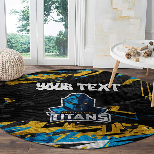 Personalized Gold Coast Titans Round Carpet Graffiti Grunge Abstract Urban Street Style Design