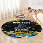 Personalized Gold Coast Titans Round Carpet Graffiti Grunge Abstract Urban Street Style Design