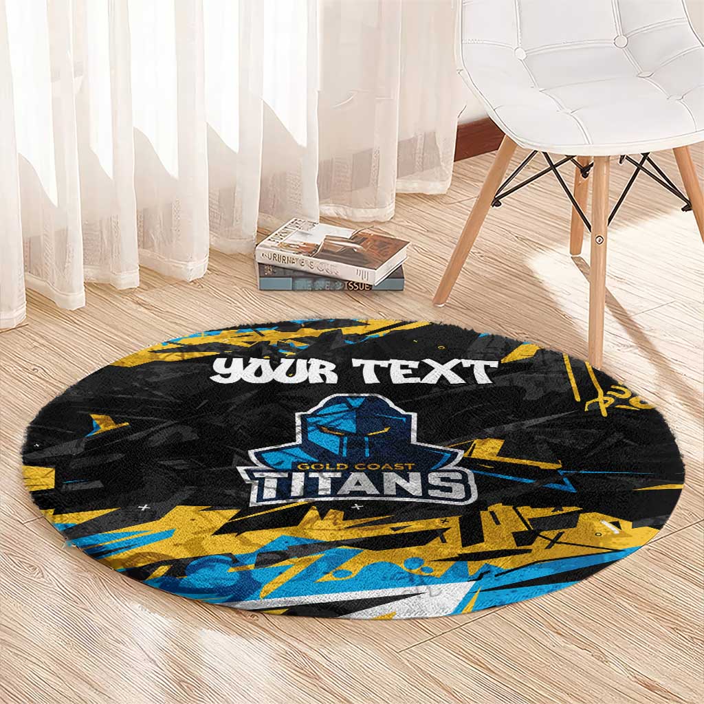 Personalized Gold Coast Titans Round Carpet Graffiti Grunge Abstract Urban Street Style Design
