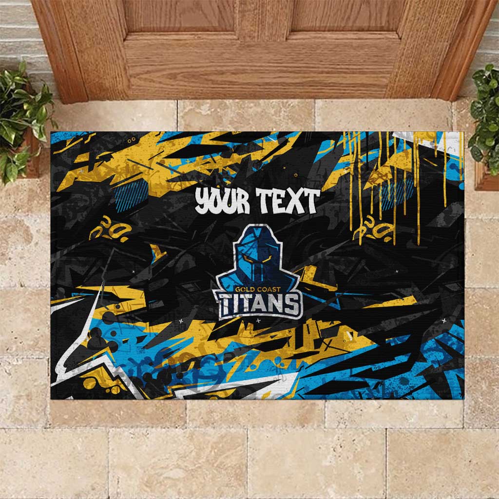 Personalized Gold Coast Titans Rubber Doormat Graffiti Grunge Abstract Urban Street Style Design