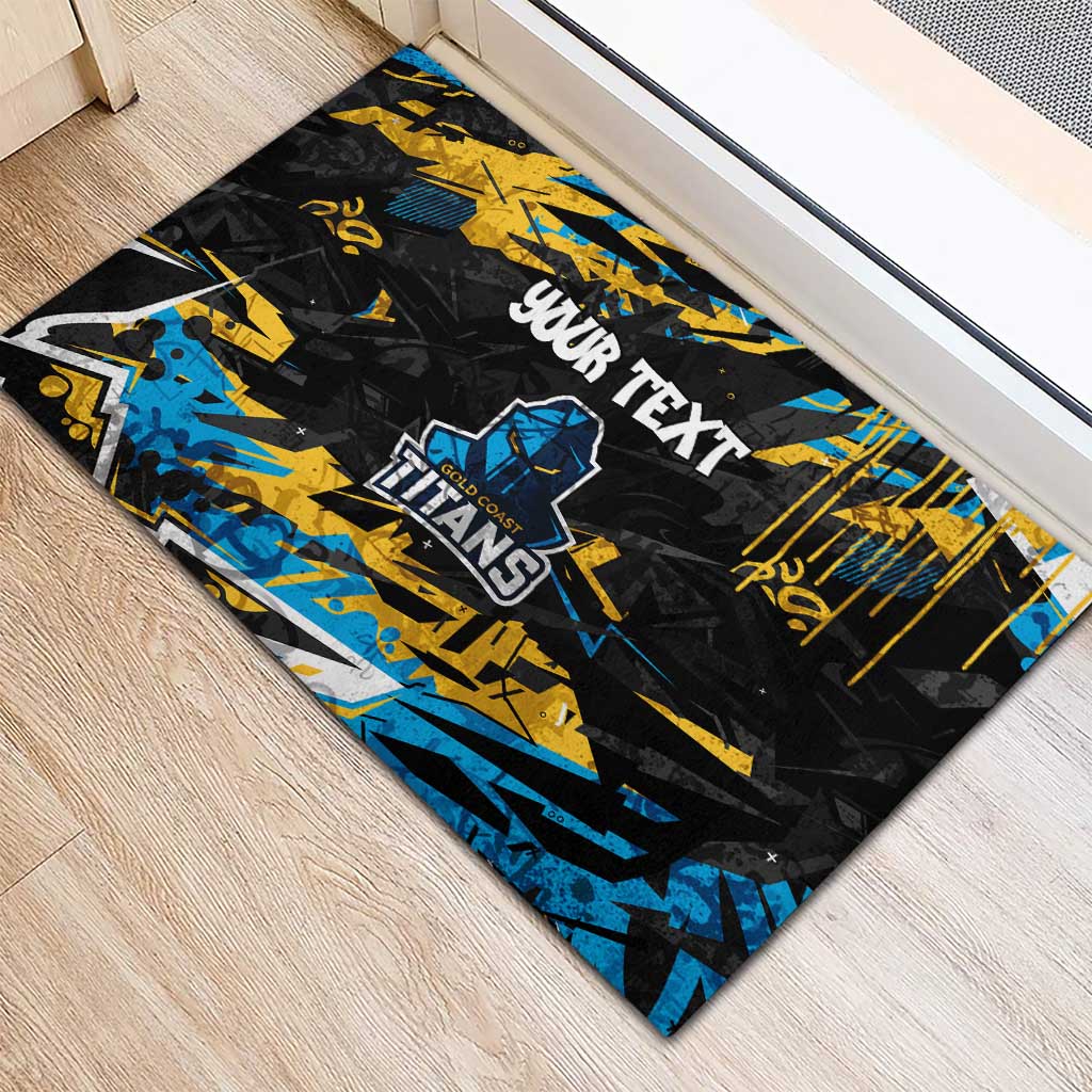 Personalized Gold Coast Titans Rubber Doormat Graffiti Grunge Abstract Urban Street Style Design