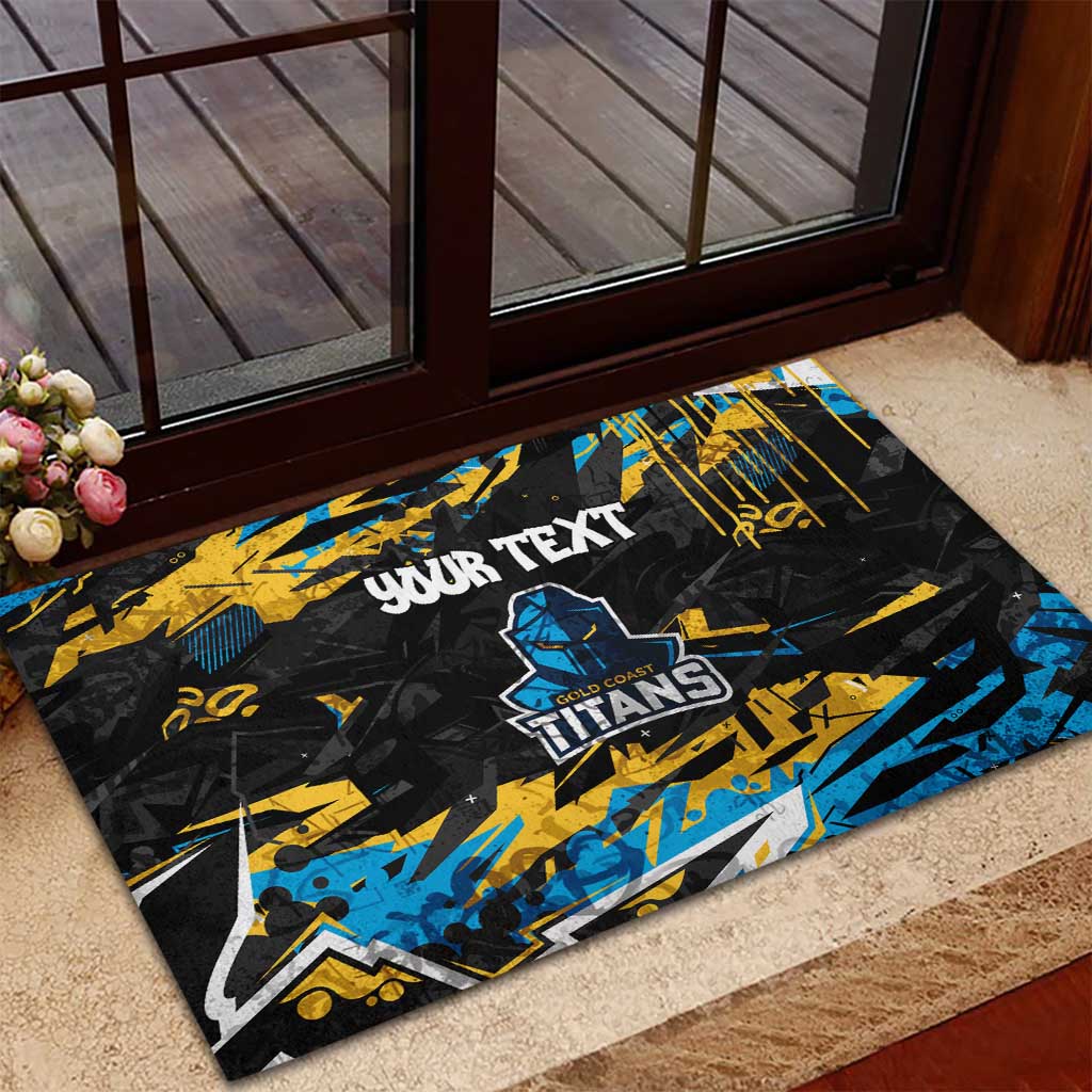Personalized Gold Coast Titans Rubber Doormat Graffiti Grunge Abstract Urban Street Style Design