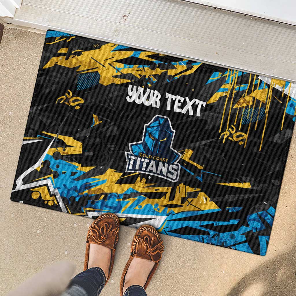 Personalized Gold Coast Titans Rubber Doormat Graffiti Grunge Abstract Urban Street Style Design