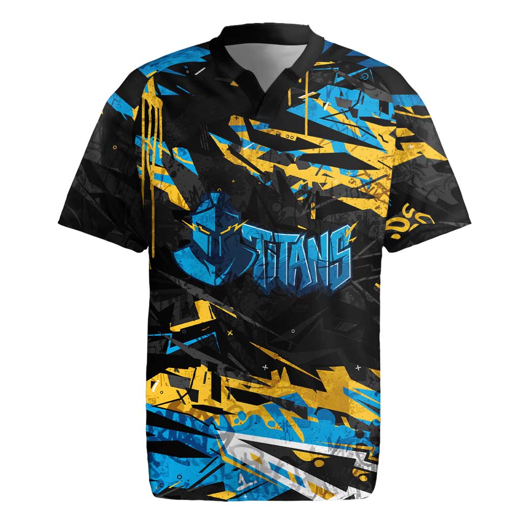 Personalized Gold Coast Titans Rugby Jersey Graffiti Grunge Abstract Urban Street Style Design