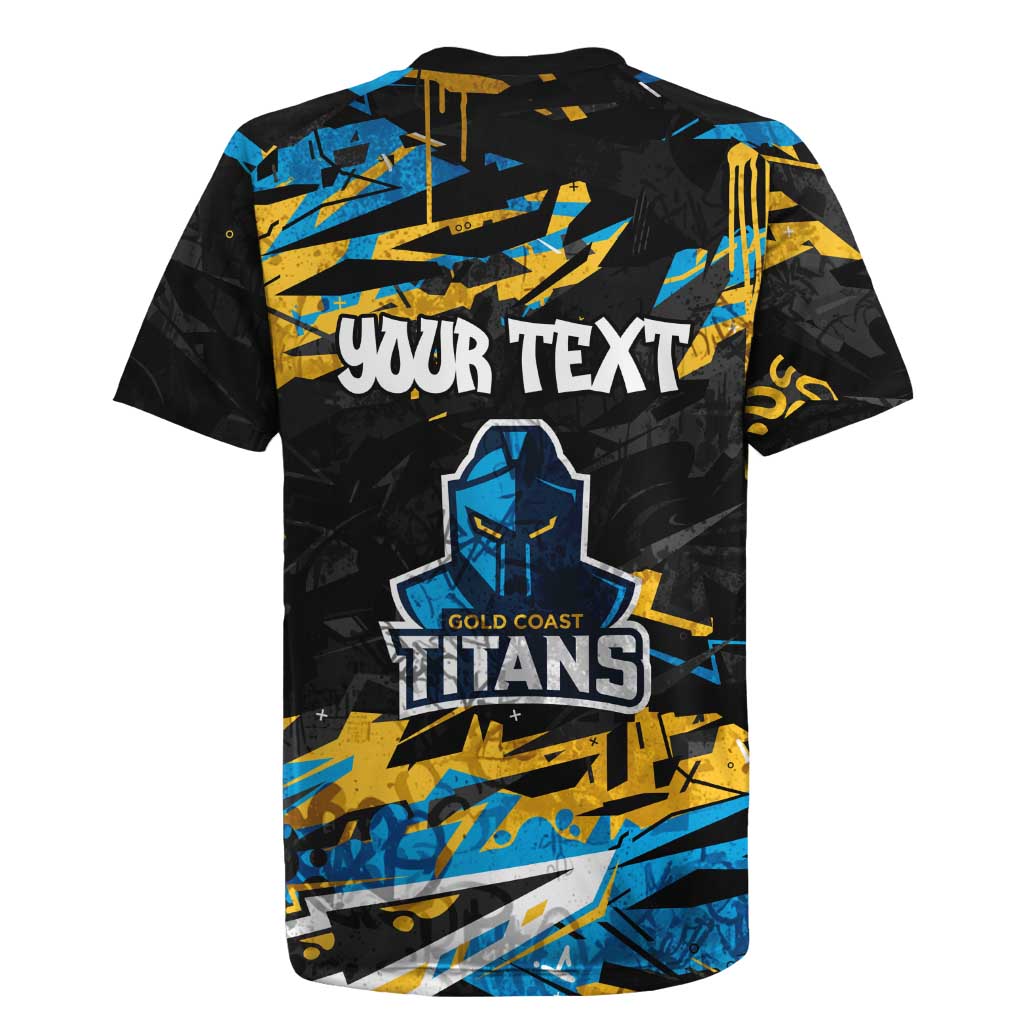 Personalized Gold Coast Titans Rugby Jersey Graffiti Grunge Abstract Urban Street Style Design