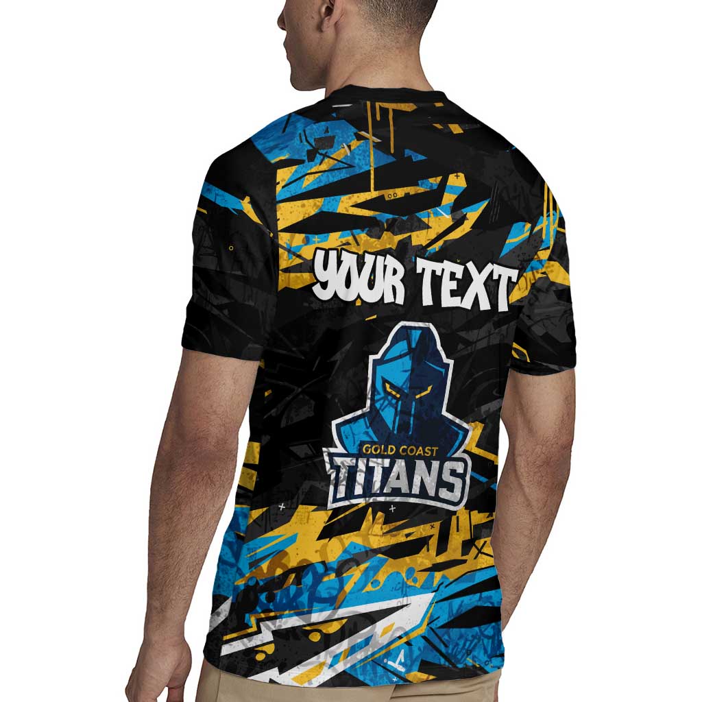 Personalized Gold Coast Titans Rugby Jersey Graffiti Grunge Abstract Urban Street Style Design