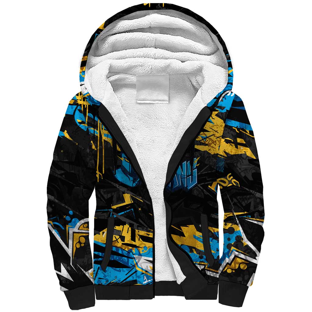 Personalized Gold Coast Titans Sherpa Hoodie Graffiti Grunge Abstract Urban Street Style Design
