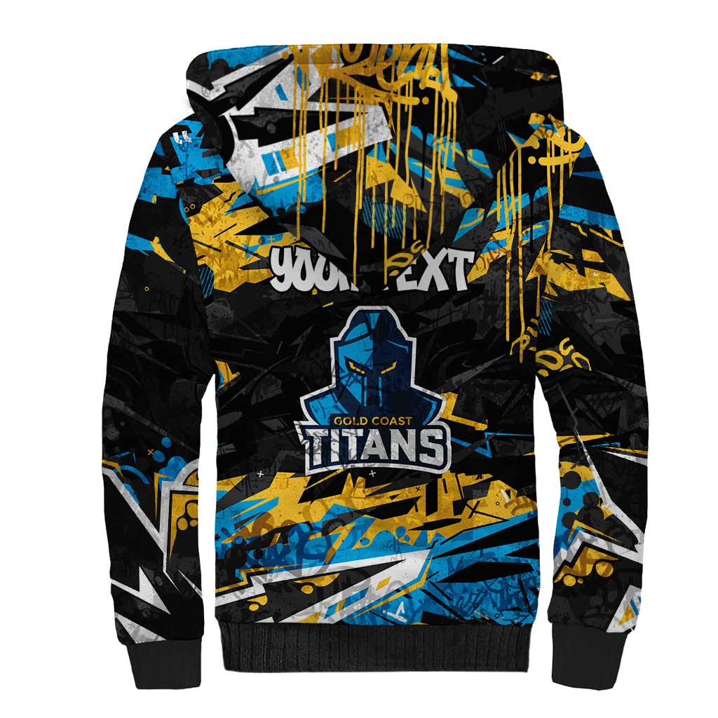 Personalized Gold Coast Titans Sherpa Hoodie Graffiti Grunge Abstract Urban Street Style Design
