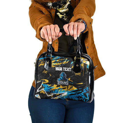 Personalized Gold Coast Titans Shoulder Handbag Graffiti Grunge Abstract Urban Street Style Design