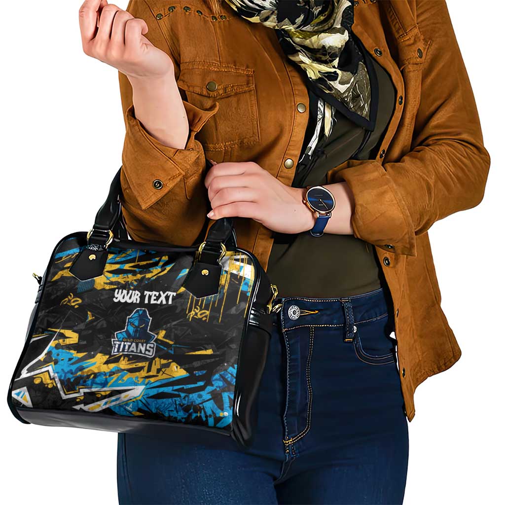 Personalized Gold Coast Titans Shoulder Handbag Graffiti Grunge Abstract Urban Street Style Design