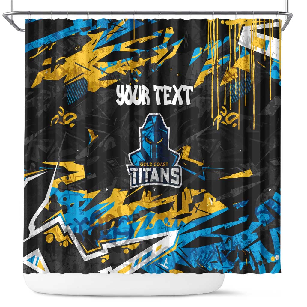 Personalized Gold Coast Titans Shower Curtain Graffiti Grunge Abstract Urban Street Style Design