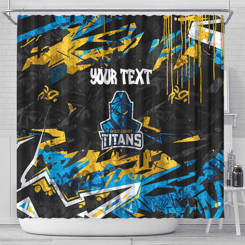 Personalized Gold Coast Titans Shower Curtain Graffiti Grunge Abstract Urban Street Style Design