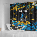 Personalized Gold Coast Titans Shower Curtain Graffiti Grunge Abstract Urban Street Style Design