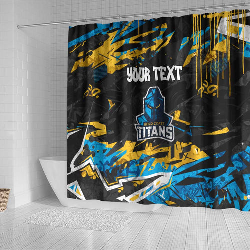 Personalized Gold Coast Titans Shower Curtain Graffiti Grunge Abstract Urban Street Style Design