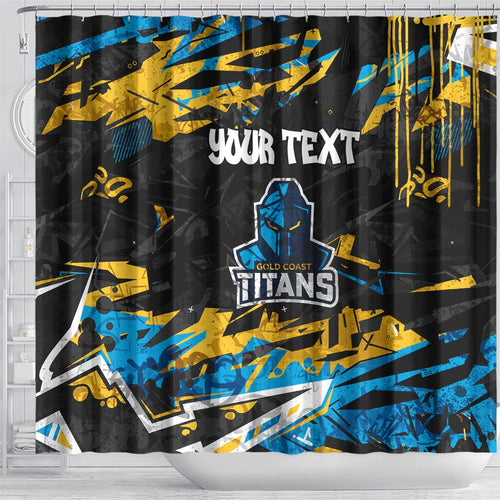 Personalized Gold Coast Titans Shower Curtain Graffiti Grunge Abstract Urban Street Style Design