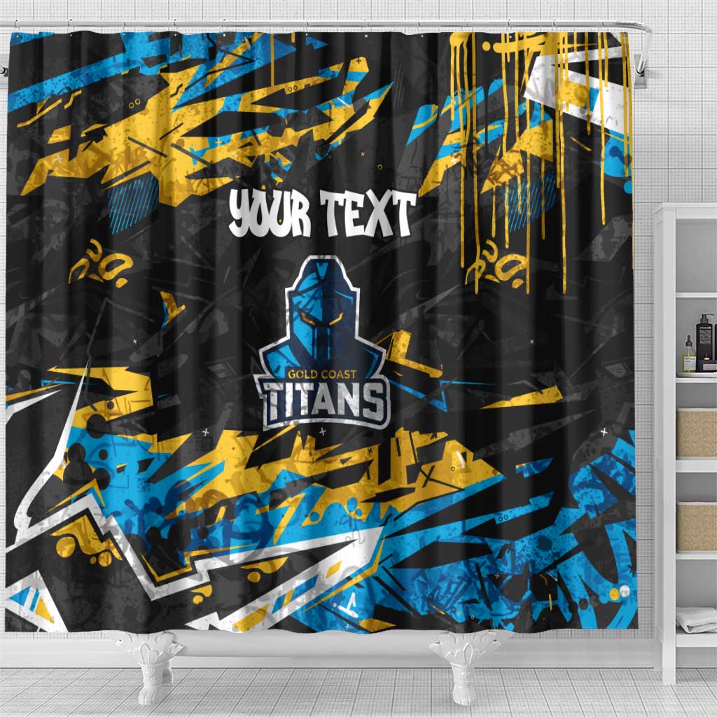Personalized Gold Coast Titans Shower Curtain Graffiti Grunge Abstract Urban Street Style Design