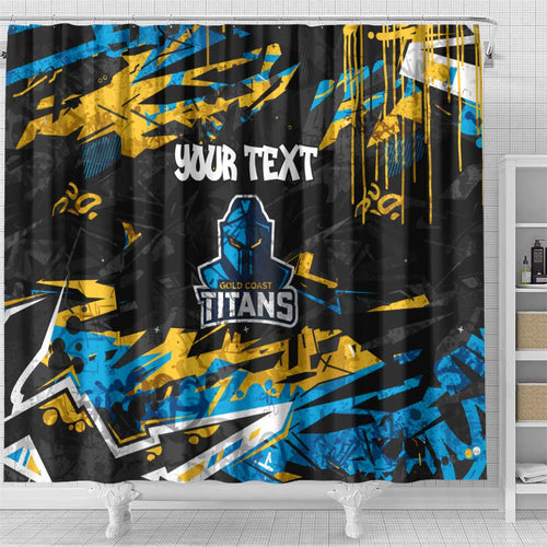 Personalized Gold Coast Titans Shower Curtain Graffiti Grunge Abstract Urban Street Style Design