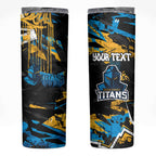 Personalized Gold Coast Titans Skinny Tumbler Graffiti Grunge Abstract Urban Street Style Design