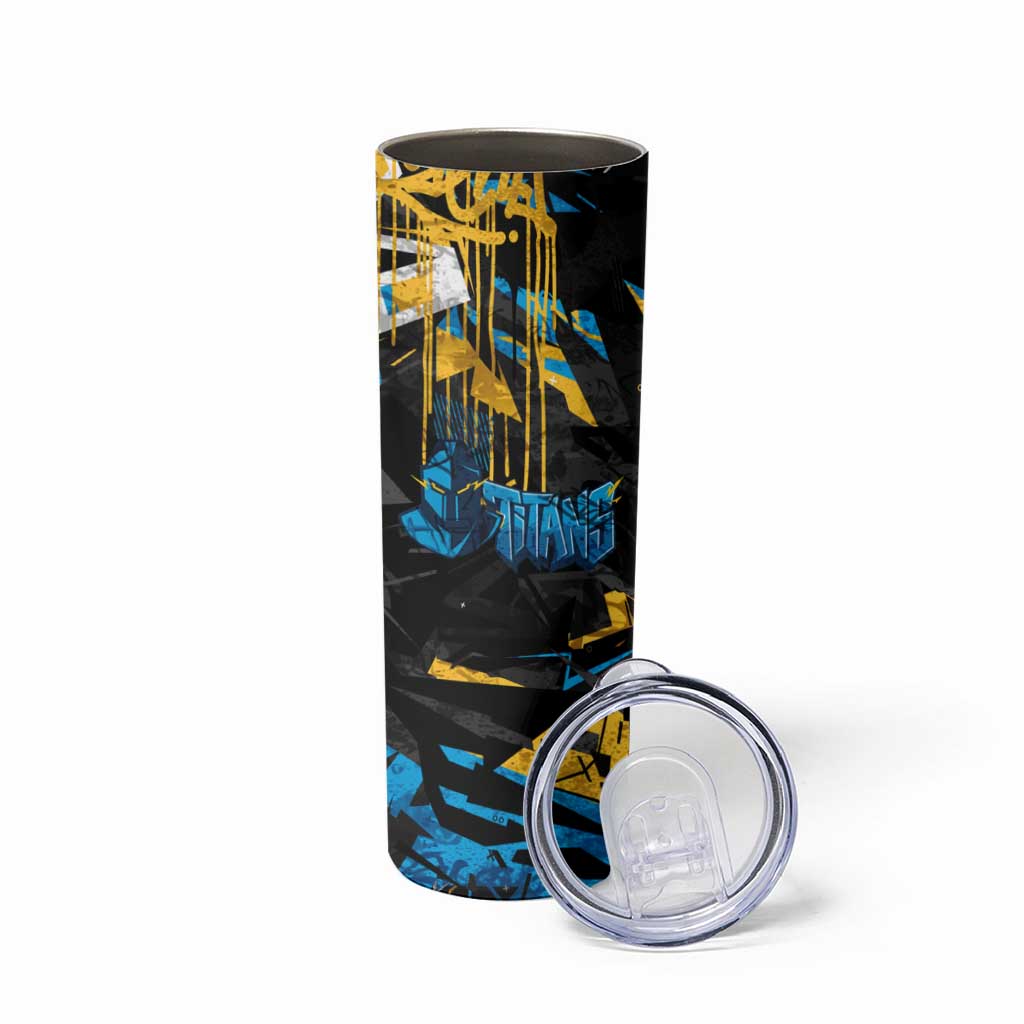 Personalized Gold Coast Titans Skinny Tumbler Graffiti Grunge Abstract Urban Street Style Design