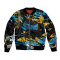 Personalized Gold Coast Titans Sleeve Zip Bomber Jacket Graffiti Grunge Abstract Urban Street Style Design