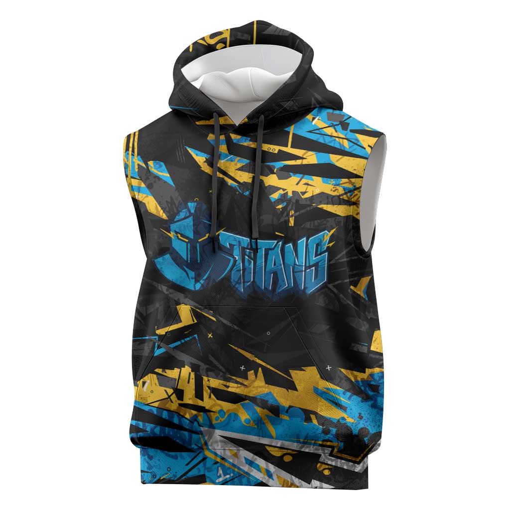Personalized Gold Coast Titans Sleeveless Hoodie Graffiti Grunge Abstract Urban Street Style Design