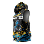 Personalized Gold Coast Titans Sleeveless Hoodie Graffiti Grunge Abstract Urban Street Style Design