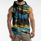 Personalized Gold Coast Titans Sleeveless Hoodie Graffiti Grunge Abstract Urban Street Style Design