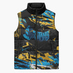 Personalized Gold Coast Titans Sleeveless Puffer Jacket Graffiti Grunge Abstract Urban Street Style Design