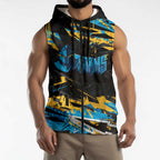 Personalized Gold Coast Titans Sleeveless Zip Hoodie Graffiti Grunge Abstract Urban Street Style Design