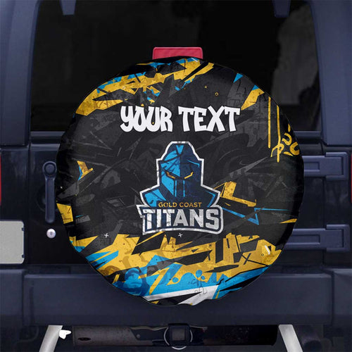 Personalized Gold Coast Titans Spare Tire Cover Graffiti Grunge Abstract Urban Street Style Design