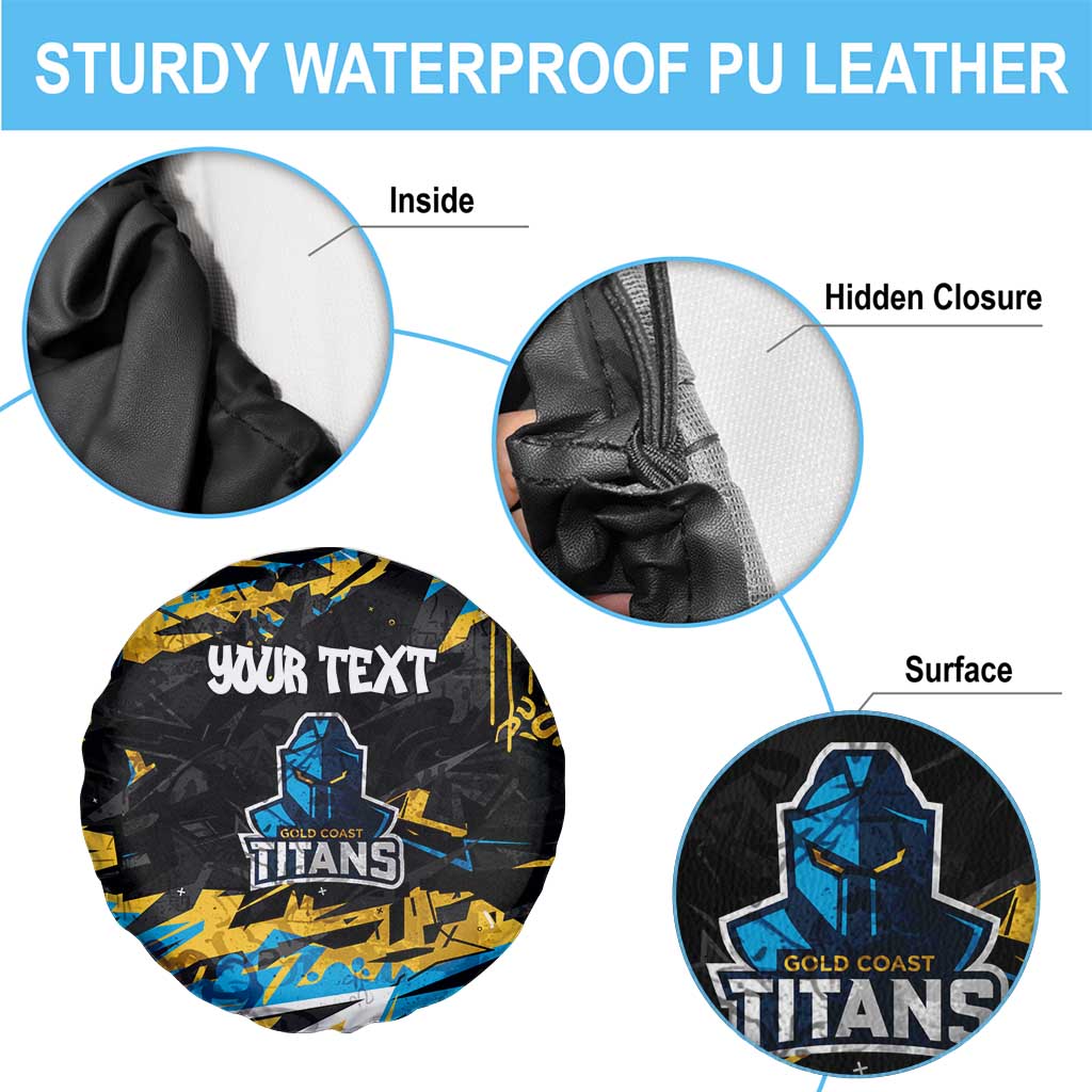 Personalized Gold Coast Titans Spare Tire Cover Graffiti Grunge Abstract Urban Street Style Design