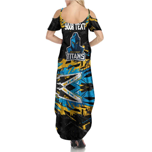 Personalized Gold Coast Titans Summer Maxi Dress Graffiti Grunge Abstract Urban Street Style Design